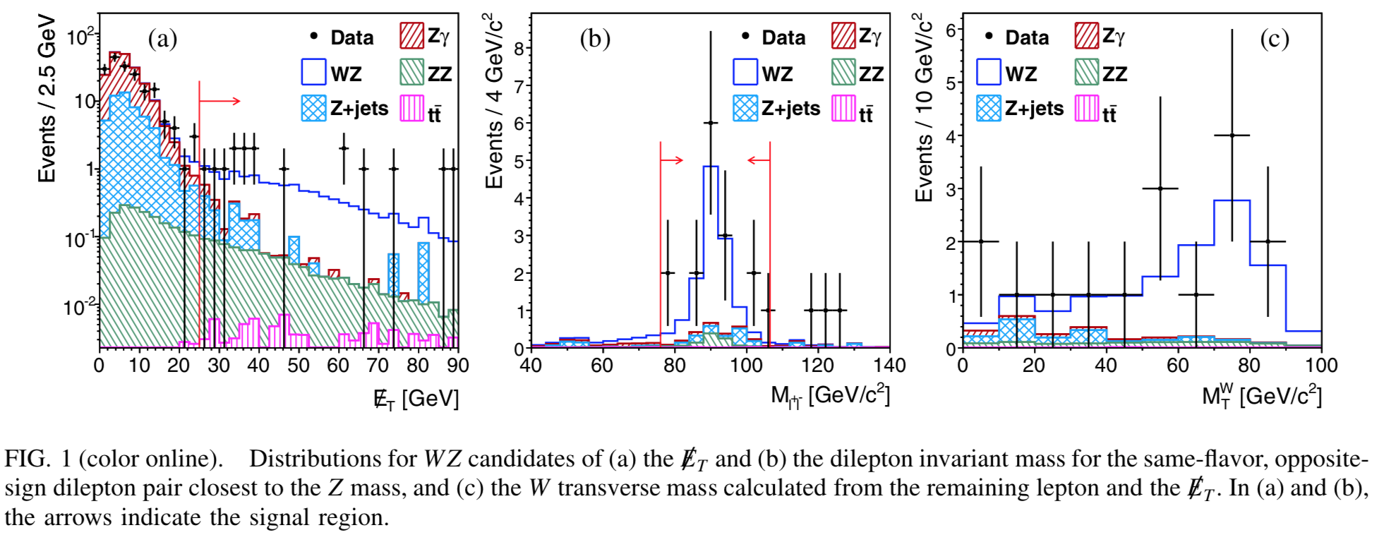 WZ candidate selection kinematics